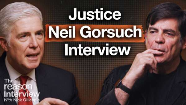 Supreme Court Justice Neil Gorsuch (on the left) and Nick Gillespie (on the right) | Illustration: Lex Villena