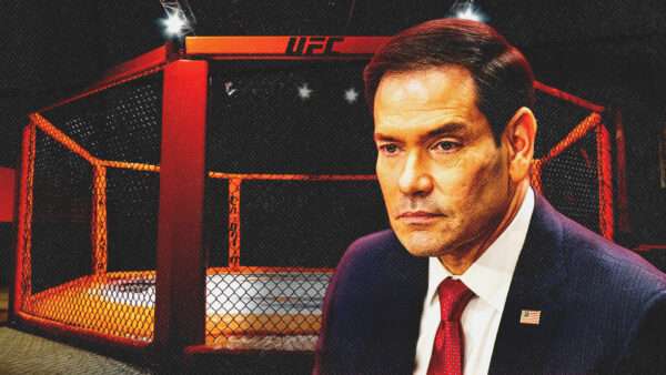 Marco Rubio in front of a UFC cage | Illustration: Bill Clark CQ Roll Call/Newscom/Midjourney