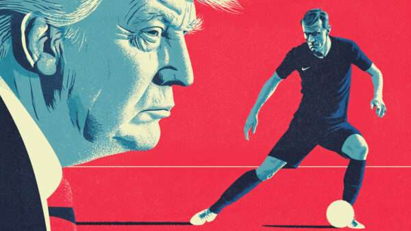 President Donald Trump on the left and a soccer player on the right | Illustration: Midjourney
