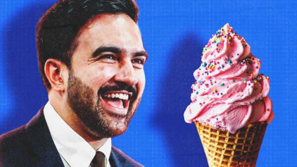 Zohran Mamdani next to an ice cream cone | Illustration: Porter/AdMedia/MediaPunch/MEGA/Newscom/YBDAN/Newscom/Ozaiachin/Envato