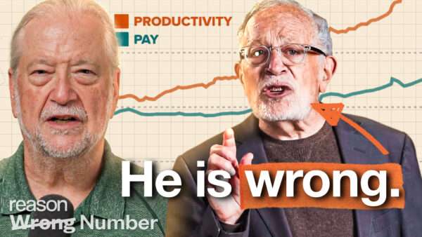 Aaron Brown, Robert Reich, charts in the background, the words "he is wrong," and the Reason Wrong Number logo in the bottom left corner | Adani Samat