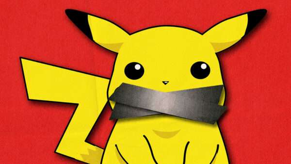 An illustration of Pikachu with his mouth taped over | Illustration: Giovanni Angello/Aksitaykut/Dreamstime/Midjourney.