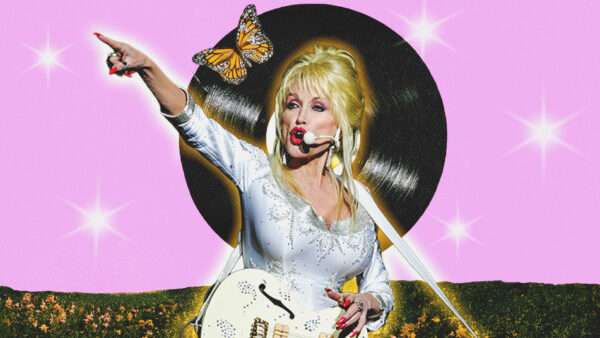 Dolly Parton is seen in front of a record and next to a butterfly | Illustration: David N Seelig/Cal Sport Media/Newscom/Ingrid Balabanova/Dreamstime/Midjourney