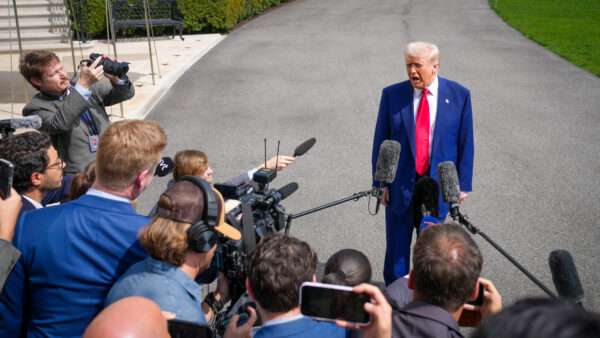 President Donald Trump speaks to reporters | Andrew Leyden/Zuma Press/Newscom