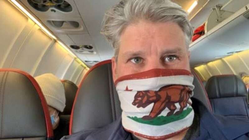Michael Lowe during his flight from Flagstaff to Reno on May 12, 2020
