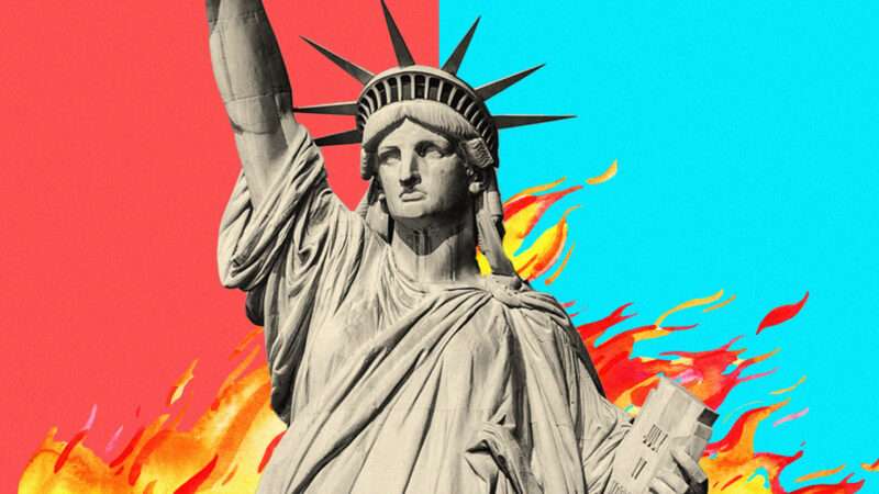 Statue of Liberty in flames