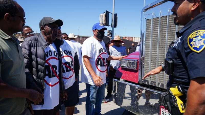 Truckers protesting at Oakland's port