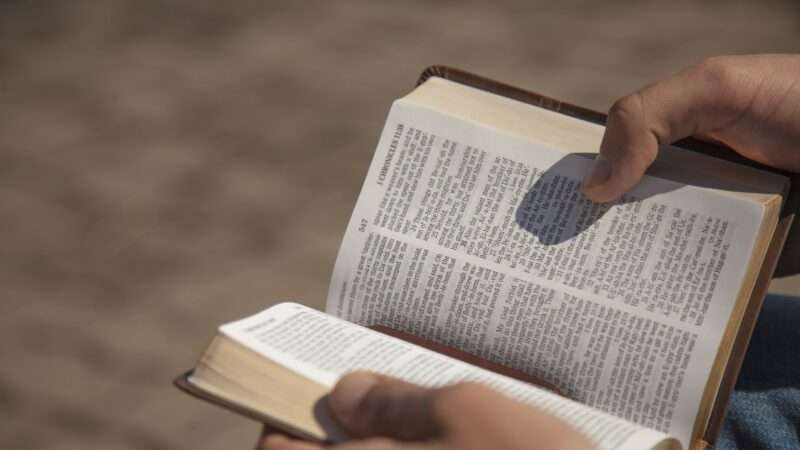Person reading a Bible