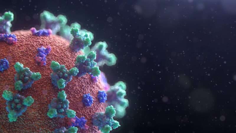 A medical animation of a COVID-19 virus