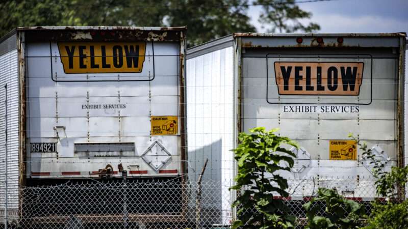 Trailers labeled with Yellow Corporation's logo. | Samuel Corum/Sipa USA/Newscom