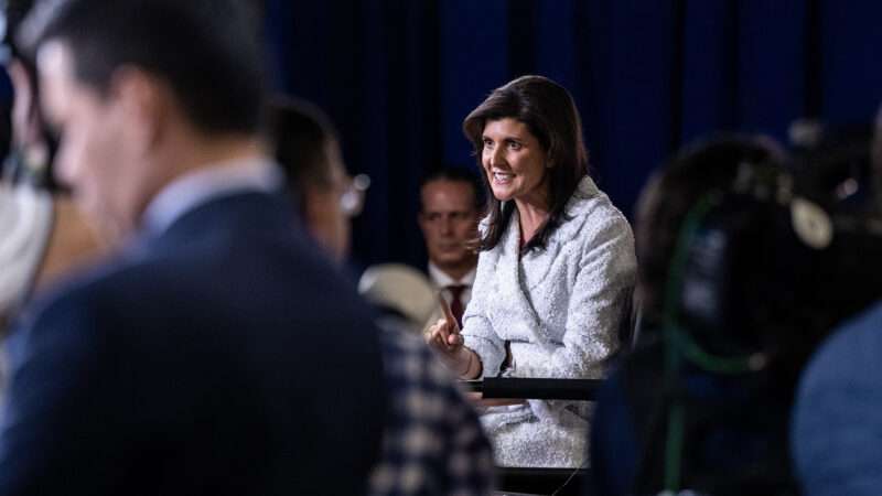 Former South Carolina Gov. Nikki Haley in the spin room after the first Republican presidential candidate debate of the 2024 election cycle. | Chris Dilts/Sipa USA/Newscom