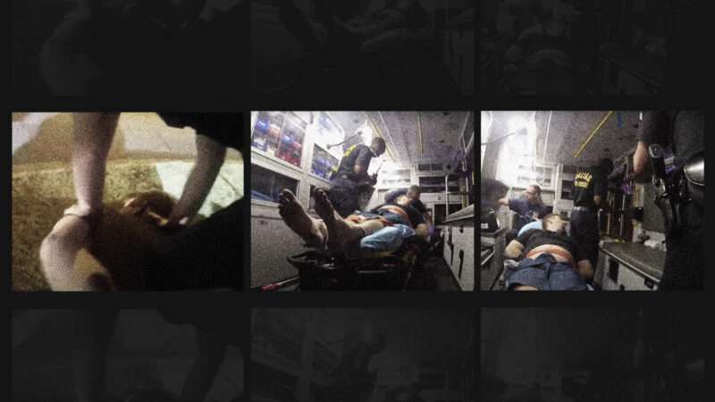 Tony Timpa is seen in the prone position and on a gurney in an ambulance | Dallas Police Department