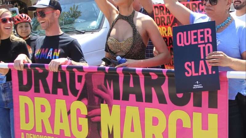 Protesters carrying a banner that reads "drag march" |  SplashNews/Newscom