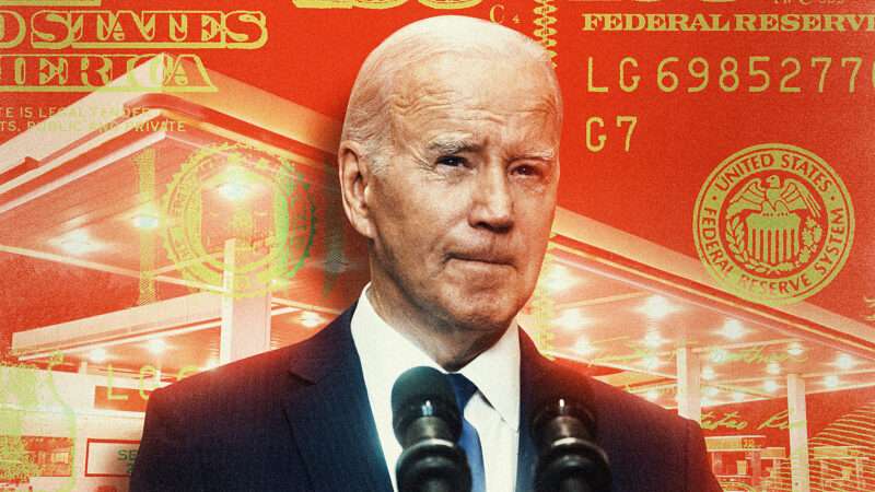 President Joe Biden against the backdrop of a dollar bill in red. | Illustration: Lex Villena; Yuri Gripas UPI Newscom