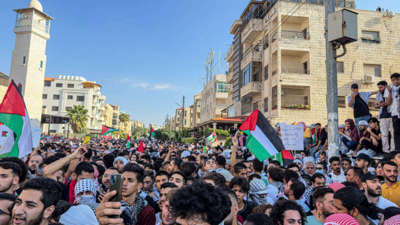 Protests in the Jordanian capital Amman on Oct. 18, 2023, in protest against the bombing of the Baptist Hospital in Gaza. | Ahmed Shaker/ZUMAPRESS/Newscom