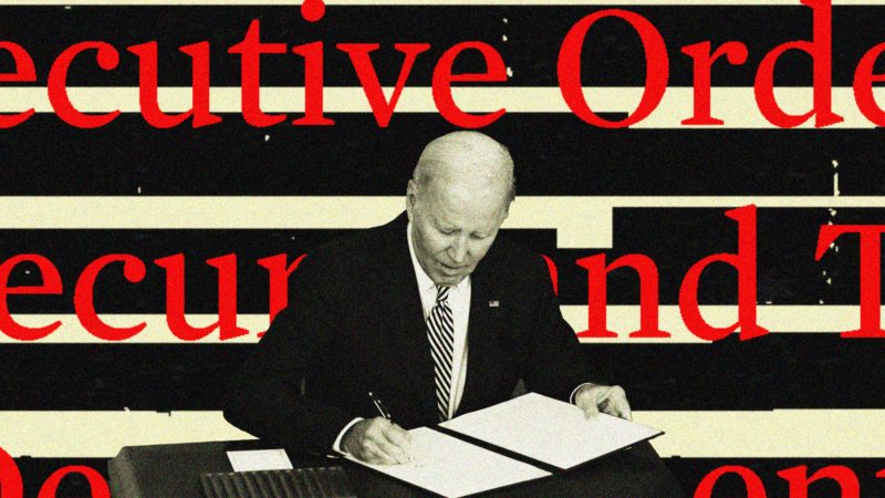 President Biden signs AI executive order. | Illustration: Lex Villena; CHINE NOUVELLE/SIPA/Newscom