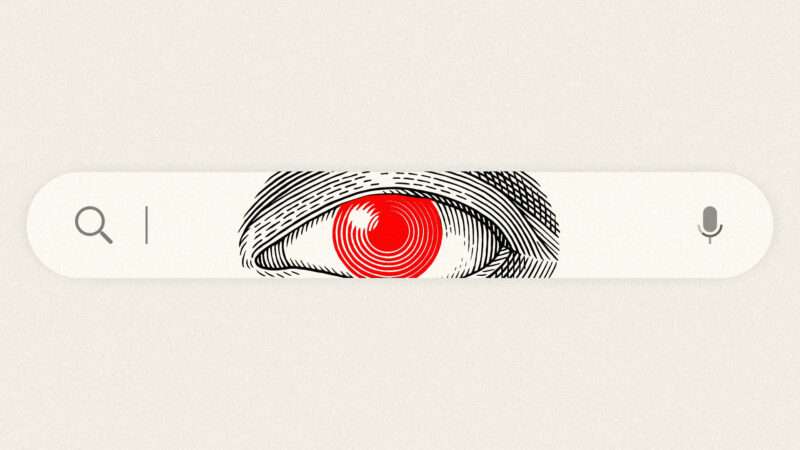 An eyeball looks through a search bar. | Illustration: Lex Villena