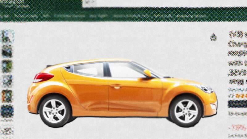 A Hyundai crossover on an Amazon-like web page. | Illustration: Lex Villena; Konstantinos Moraitis