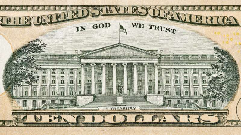 The United States Treasury building as seen on the back of a $10 bill. | Sergiy Palamarchuk | Dreamstime.com