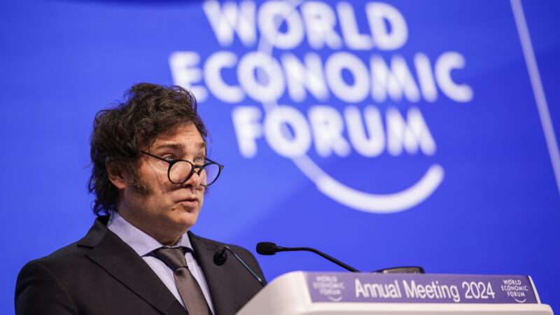 Javier Milei, President of Argentina, speaks at the World Economic Forum in Davos | Hannes P Albert/dpa/picture-alliance/Newscom