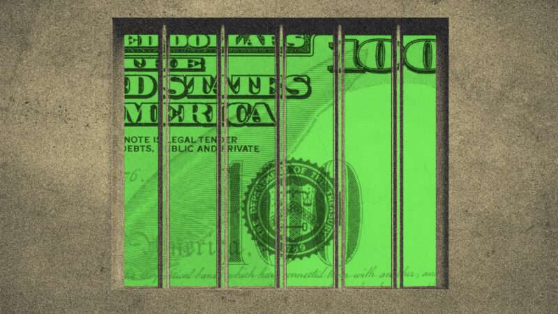A $100 bill behind bars | Illustration: Lex Villena