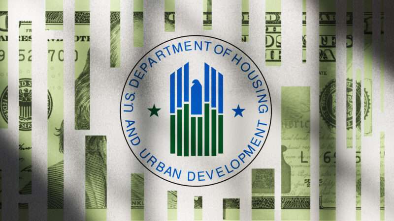 The logo of the federal Department of Housing and Urban Development surrounded by a $100 bill that looks like it's gone through a shredder. | Illustration: Lex Villena. Source images: Wikimedia.