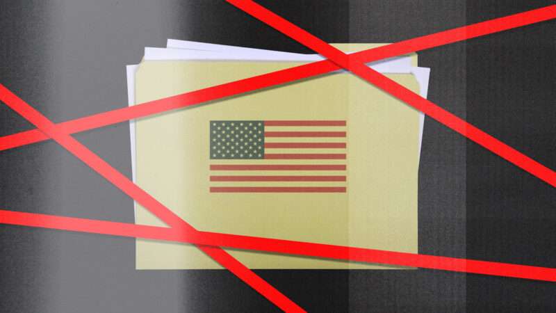 An American flag sits behind red tape | Illustration: Lex Villena