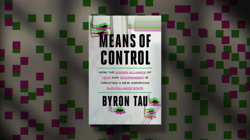 Cover of the book "Means of Control" on a pixelated background | Illustration: Lex Villena; Source image: Crown Publishing Group