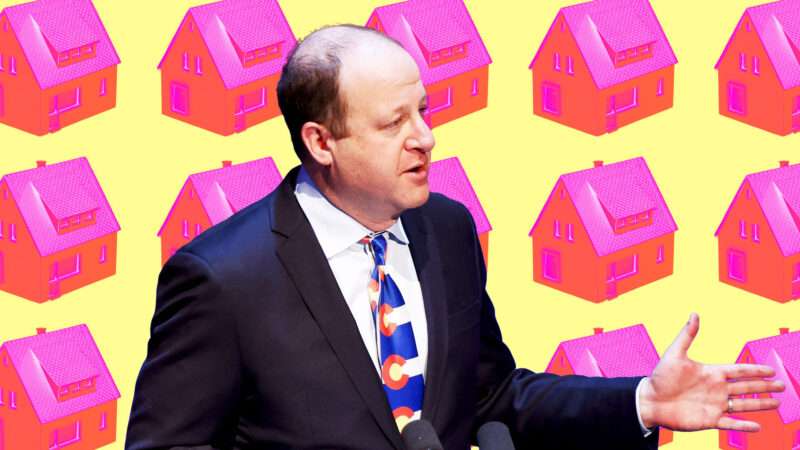 Colorado Gov. Jared Polis | Illustration: Lex Villena; source image:  Pool/ABACA/Newscomsource image