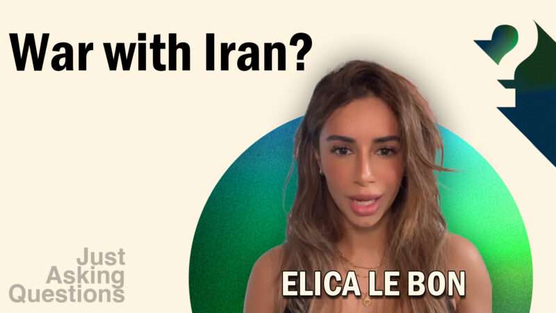 The "Just Asking Questions" background with a photo of Elica Le Bon and the words "War with Iran?" | Photo: Elica Le Bon on X