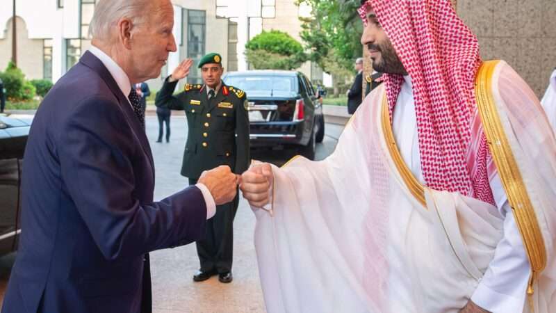 Saudi Arabia's Crown Prince Mohammed bin Salman Al Saud (known as MBS) receives US President Joe Biden at the Royal Palace in Jeddah, Saudi Arabia, on July 15, 2022. | Abaca Press/Balkis Press/Abaca/Sipa USA/Newscom