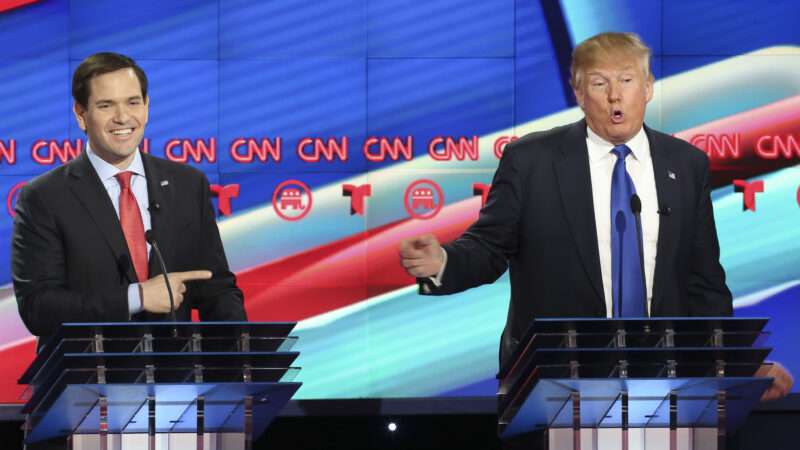 Marco Rubio and Donald Rubio on debate stage | Gary Coronado/Houston Chronicle/ZUMA Press/Newscom