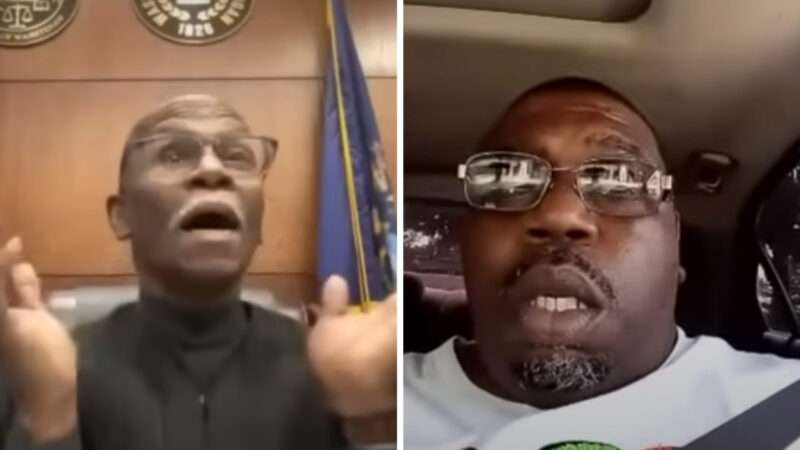 Judge Cedric Simpson (left) reacts during Corey Harris' (right) hearing | YouTube