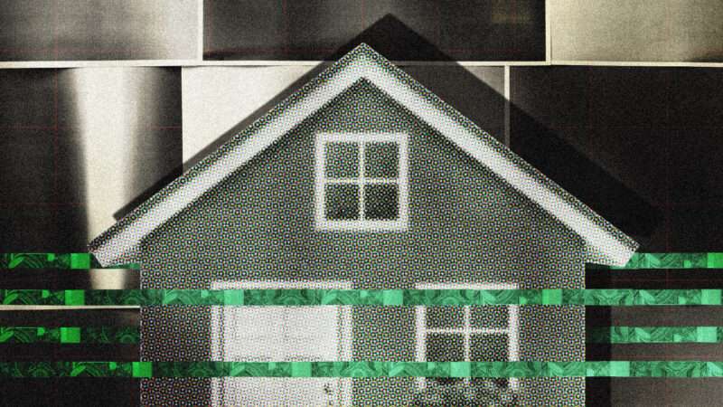 A home is seen behind strands of money | Illustration: Lex Villena; Oblachko