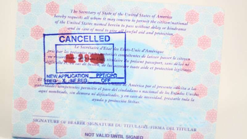 U.S. passport open to a page with a 