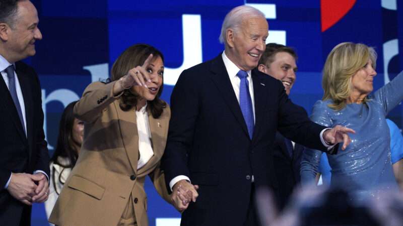 Kamala Harris and Joe Biden on stage at the 2024 DNC in Chicago | Gripas Yuri/ZUMAPRESS/Newscom