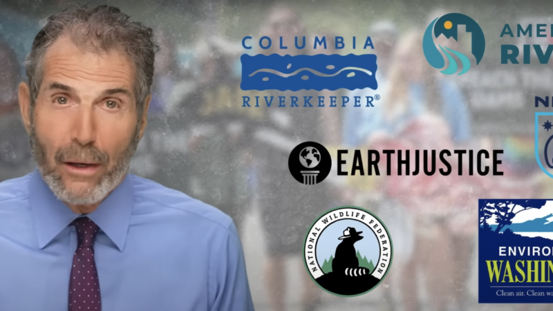 John Stossel is seen next to the names of several environmental activist groups | Stossel TV