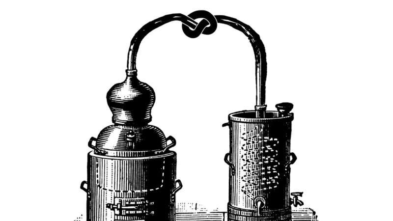 A drawing of a distiller | Illustration: Joanna Andreasson; Source image: SA Digital Archive/Alamy