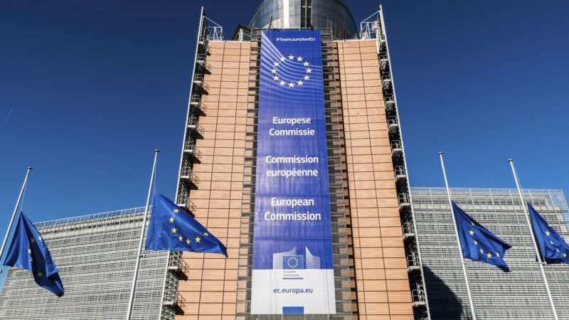 Wide angle view of the facade of the Berlaymont building, headquarters of the European Commission. | imageBROKER/Werner Lerooy/Newscom