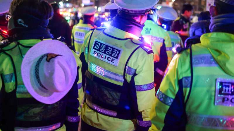 Police stand in front of the National Assembly in Seoul, South Korea on Wednesday, December 4, after President Yoon Suk Yeol declared martial law. | Thomas Maresca/UPI/Newscom