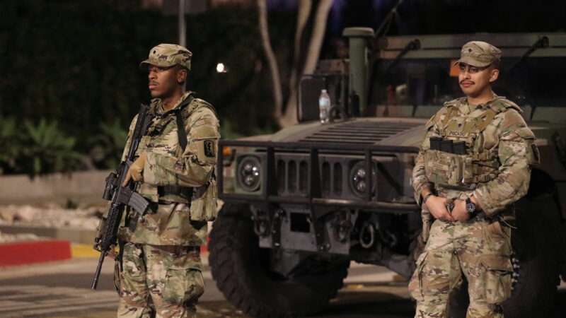 Members of the California National Guard are on duty at Altadena, Los Angeles, California, the United States, Jan. 12, 2025. | Qiu Chen / Xinhua News Agency/Newscom