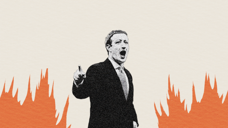 Mark Zuckerberg standing with flames | Illustration: Lex Villena; Midjourney