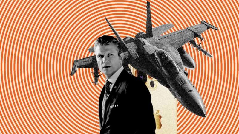 Pete Hegseth is seen in front of a cellphone and an F-18 | llustration: Eddie Marshall CNP | AdMedia | SIPA | Newscom | Midjourney
