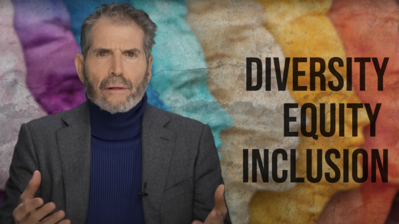 John Stossel is seen next to the words "Diversity, Equity, Inclusion" | Stossel TV