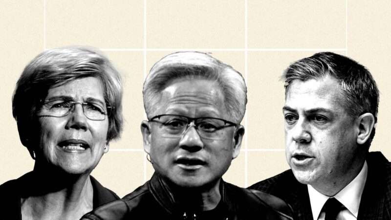 Elizabeth Warren (left), Jensen Huang (middle), Jim Banks (right) | Eddie Marshall | MAXPPP | Graeme Sloan | Sipa USA | Mehmet Eser | ZUMAPRESS | Newscom