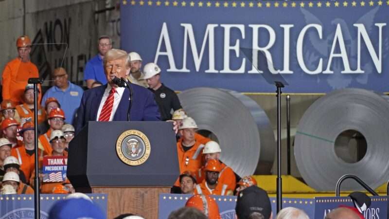 U.S. President Donald Trump makes a speech at a United States Steel Corp. plant in West Mifflin, Pennsylvania, on May 30, 2025. | Kyodo/Newscom