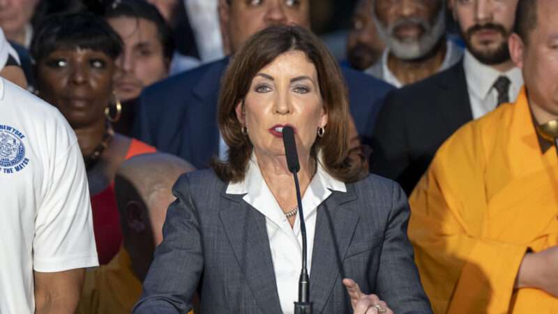 New York Gov. Kathy Hochul speaks at a prayer vigil after a mass shooting in Manhattan | Ron Adar/M10s/Zuma Press/Newscom
