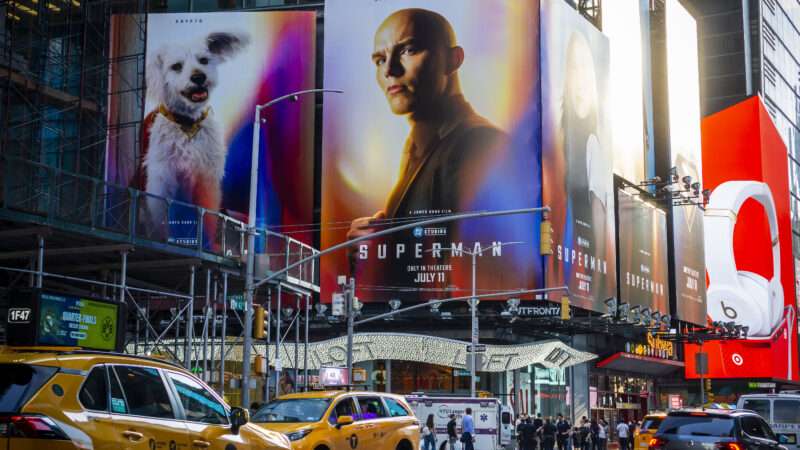 Advertising for the Warner Bros' "Superman" film is seen in Times Square in New York on July 2, 2025. | Richard B. Levine/Newscom