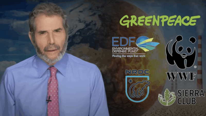 John Stossel is seen next to the names of various environmental groups | Stossel TV