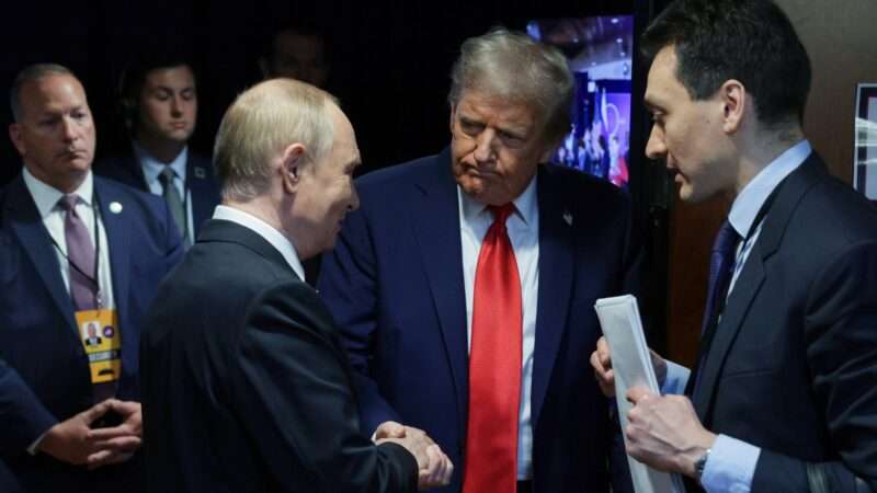 US President Donald Trump and his Russian counterpart, Vladimir Putin, hold a joint press conference after their talks in Anchorage, Alaska on August 15, 2025. | APAImages / Polaris/Newscom